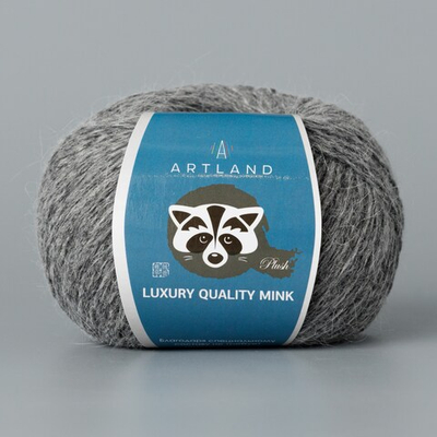 Пряжа "Норка" длинноворсовая Luxury, пух норки-70 % нейлон-30 %, натуральный серый