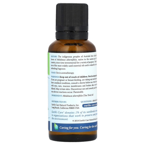 Earth's Care, 100% чистое масло чайного дерева, 30 мл (1 жидк. Унция)