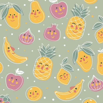 Веселые фрукты с лицами