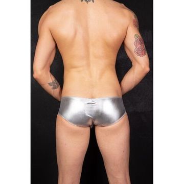 Мужские трусы брифы серебристые прозрачные с блестящими полосами Cosmos Colors CC40_PSS