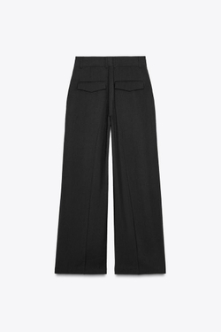 ZARA БРЮКИ С ДВУМЯ СКЛАДКАМИ И КЛАПАНАМИ, ЧЕРНЫЙ