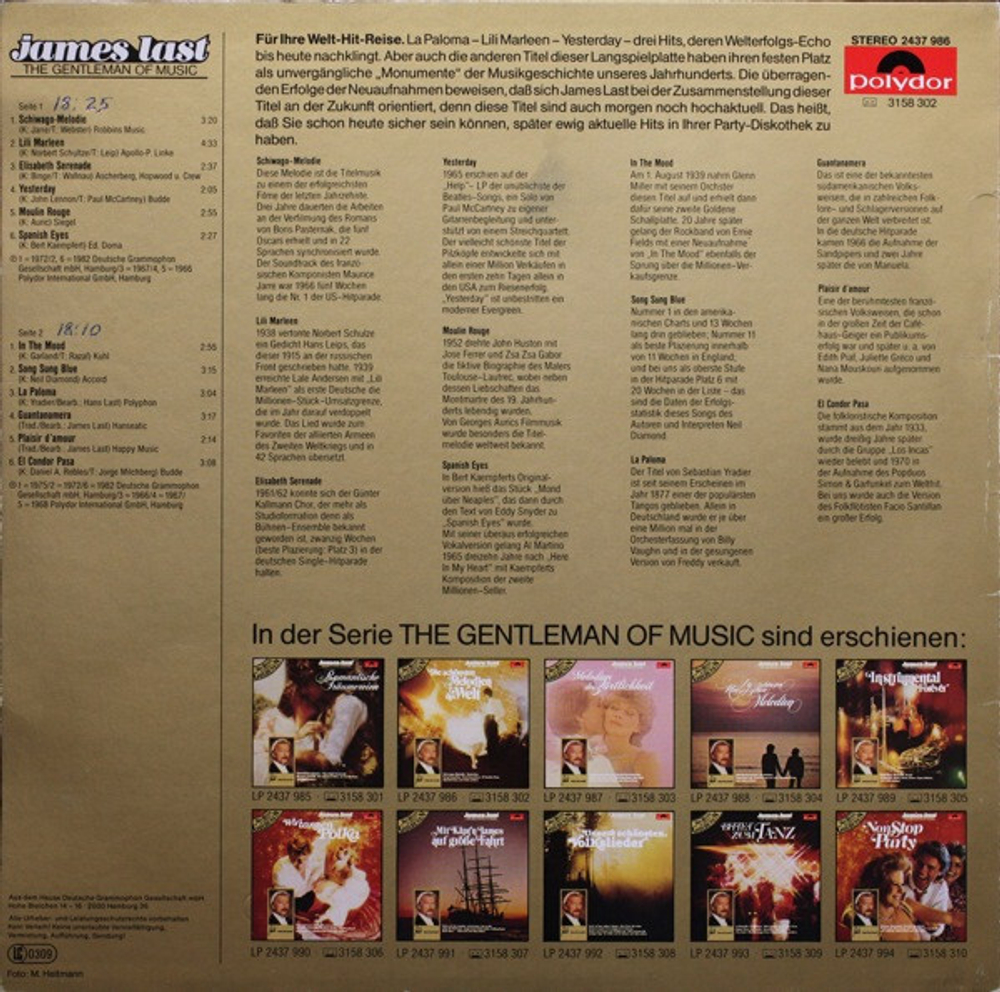 James Last / Die Sch?nsten Melodien Der Welt (LP)