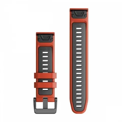 QuickFit 22mm flame red/ graphite Silicone watch band
