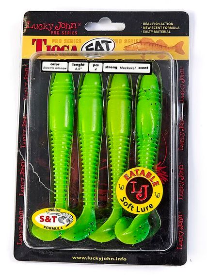 Виброхвосты съедобные LJ Pro Series TIOGA FAT 4.5in (11,4 см), цв. T18, 4 шт.