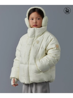 Укороченный пуховик с жаккардовой монограммой и высоким воротом