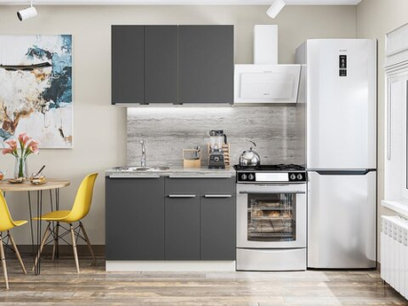 Прямая модульная кухня Фьюжн-05 Stormy Silk - Белый 2140*1100*600