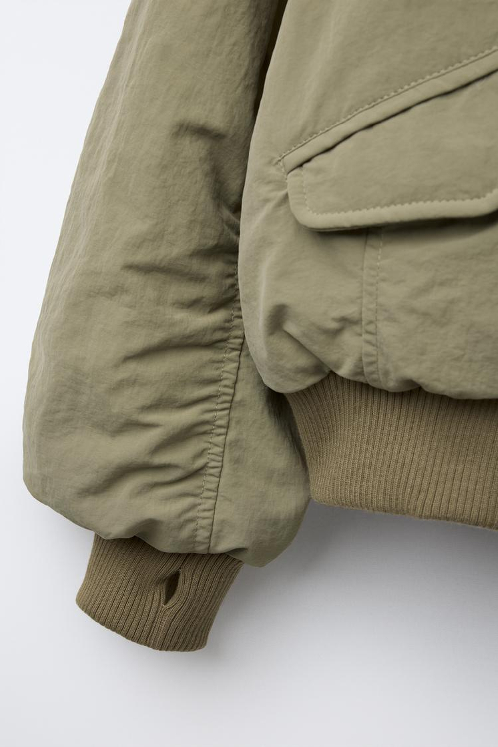 ZARA КУРТКА-БОМБЕР ИЗ НЕЙЛОНА, СВЕТЛЫЙ ХАКИ