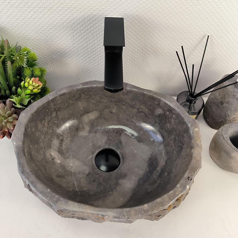 Каменная раковина из мрамора Erozy Grey EM-05523 (42*34*15) 0882 из натурального камня