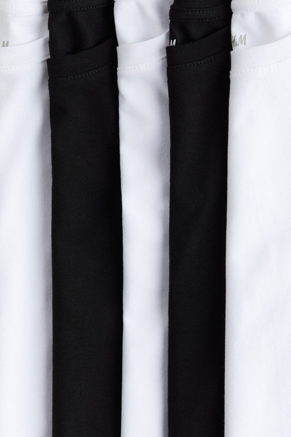 H&M Набор из 5 футболок из хлопкового джерси, белый/черный