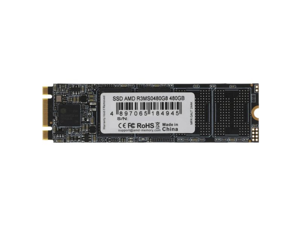 SSD накопитель AMD Radeon 480ГБ, M.2 2280, SATA III, [R3MS0480G8]