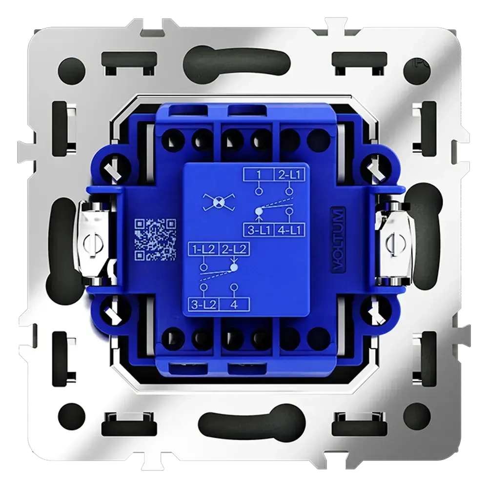 Перекрестный переключатель встраиваемый VOLTUM S70 одноклавишный 10А, (черный матовый)