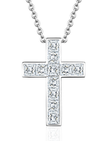 Колье-крест с бриллиантами огранки "принцесса" общей массой 1.161 ct