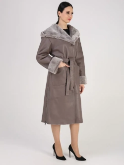 Дубленка зимняя натуральная с капюшоном длинная