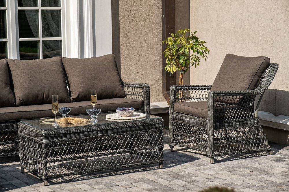 "Гранд Латте" лаунж-зона из искусственного ротанга, цвет графит