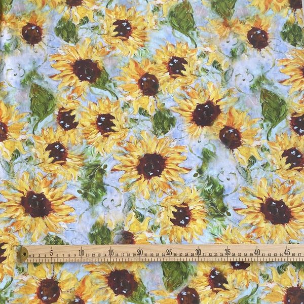 ПОДСОЛНУХИ НА ГОЛУБОМ, 100% хлопок Handmade Fabrics 3
