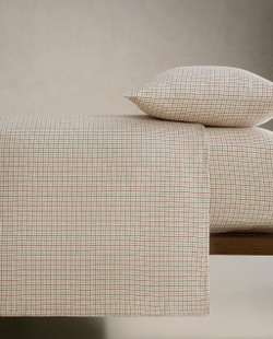 Zara Home - Простыня фланелевые клетчатые брюки, экрю, 90х200х30 см