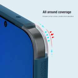 Усиленный двухкомпонентный чехол синего цвета от Nillkin для Samsung Galaxy S22, серия Super Frosted Shield Pro