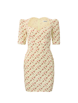 Платье мини с декольте и баской