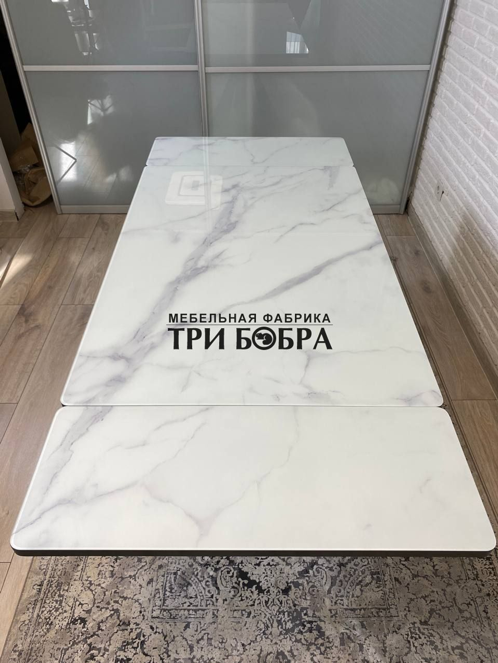 Кухонный раздвижной стол "Спайдер", итальянский мрамор