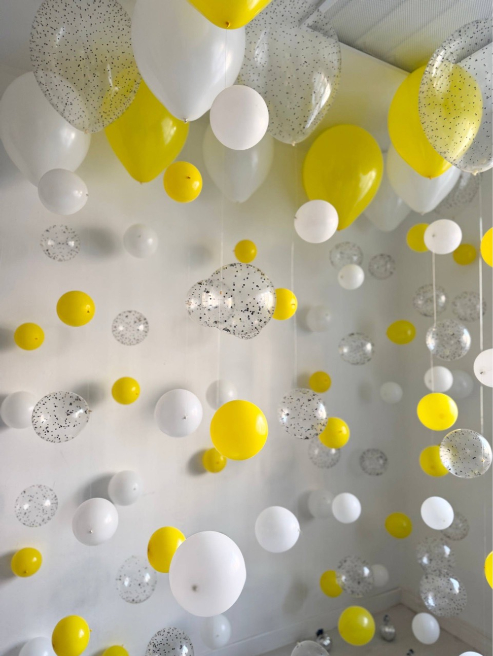 Воздушные гелиевые шарики пузыри желтый/белый №4982