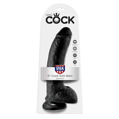 Фаллоимитатор на присоске черный King Cock 9 Cock with Balls (Цвет: черный)