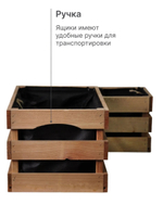 Ящики для хранения, 38х22х19, 19х16х16, для сада, рассады, деревянный, 3 шт.