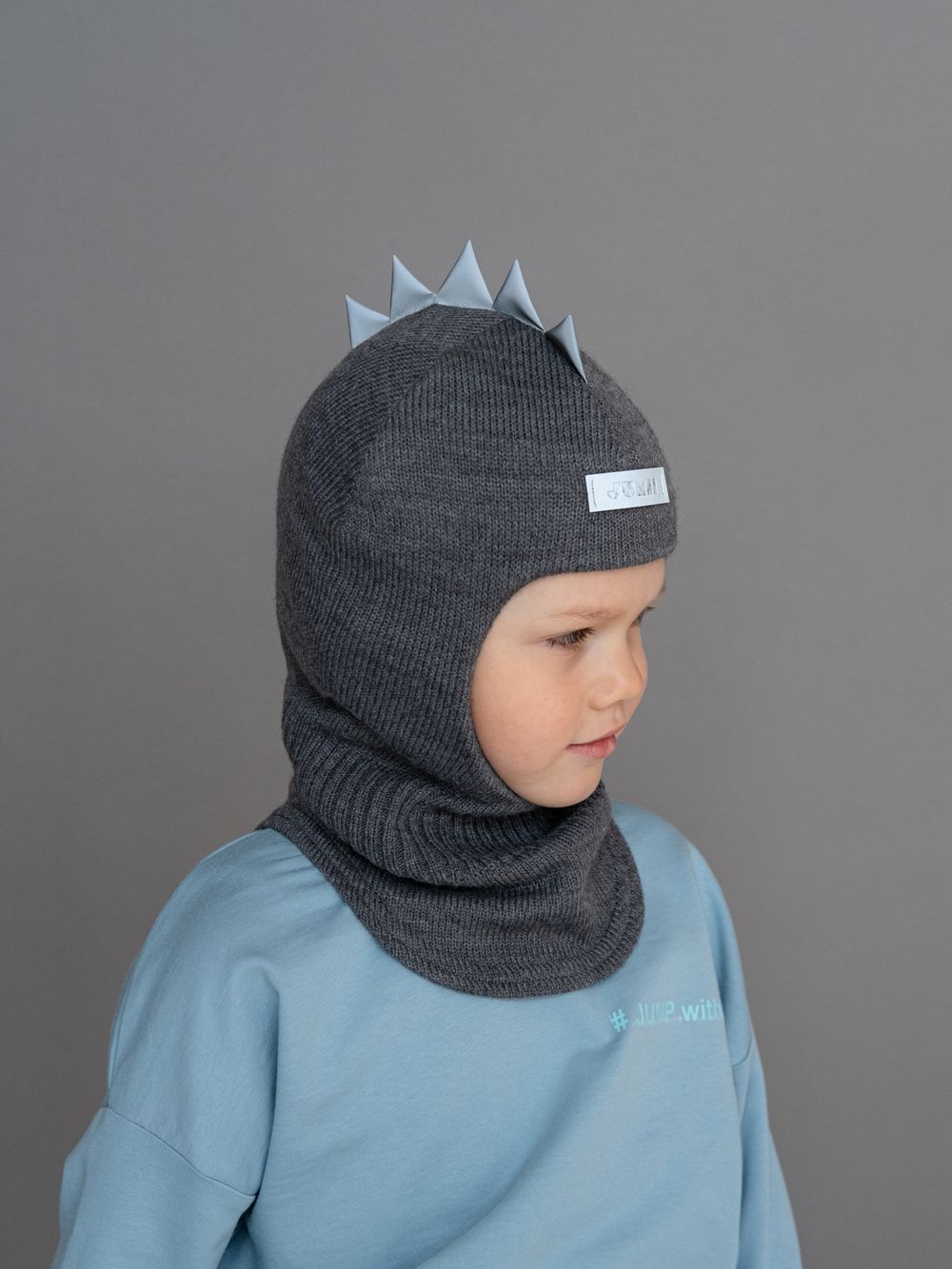 Шлем весенний/осенний вязаный (Грифельный) ОРЕО