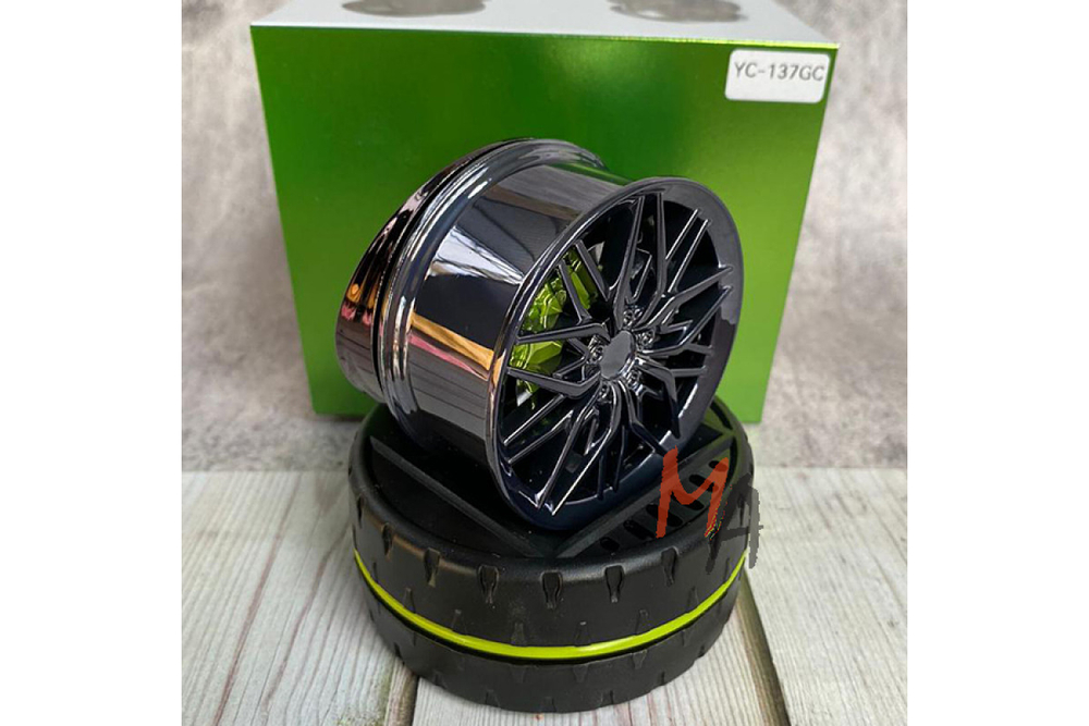 Ароматизатор-игрушка -на торпеду- ДИСК КОЛЕСНЫЙ - солн батар (жидк)- YC-137GC Gun color