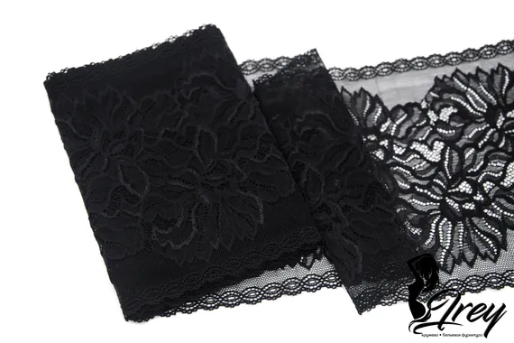 652 ОПТ Кружево эластичное 17 см, Италия, черный 170