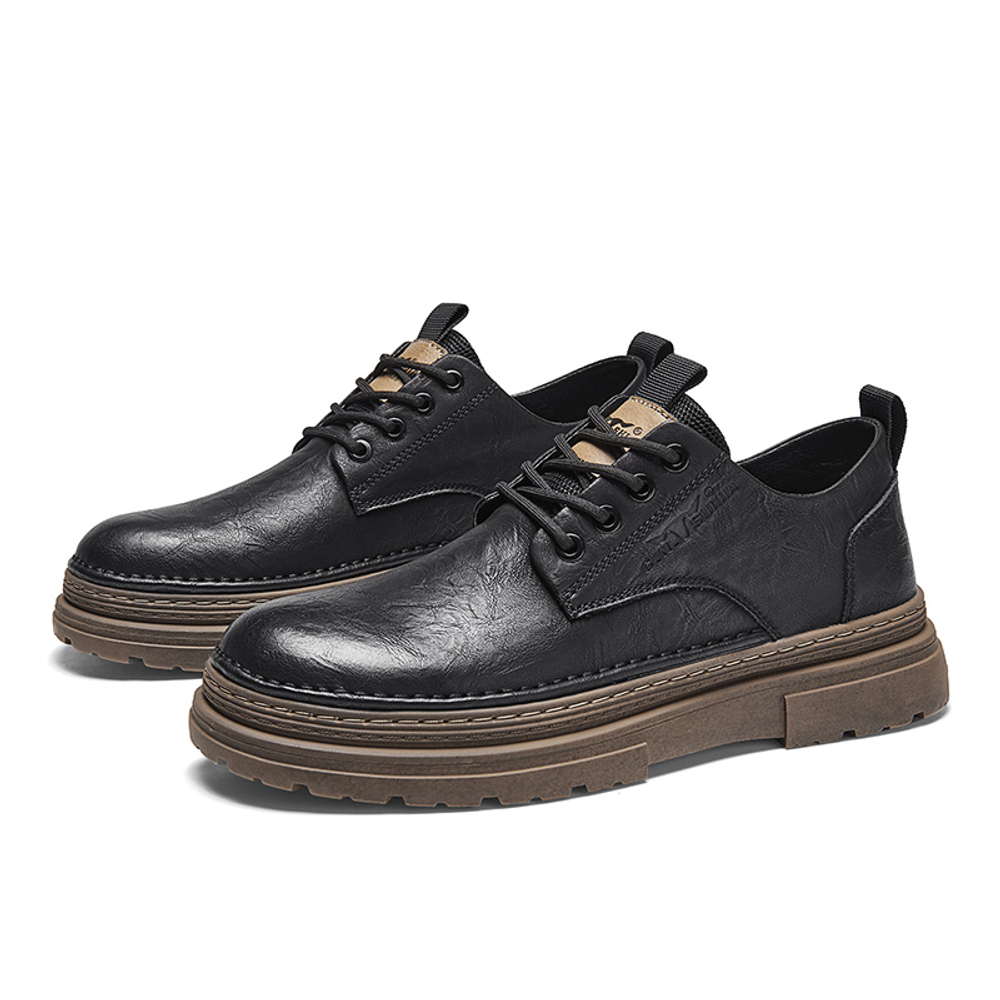 G.N.SHIJIA Casual Leather Shoes Men"s Low top Black/Coffee