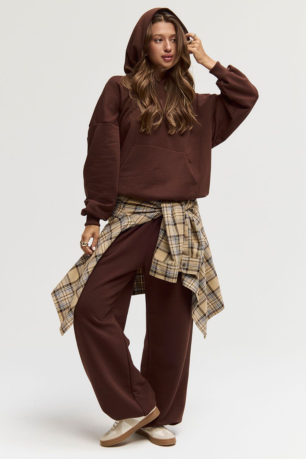 Худи свободного кроя шоколадного цвета