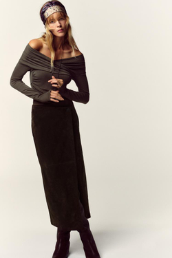 ZARA ТОП С ДРАПИРОВКОЙ И ПЕРЕКРЕСТНЫМ ВЫРЕЗОМ, ЗЕЛЕНЫЙ МЕЛАНЖ