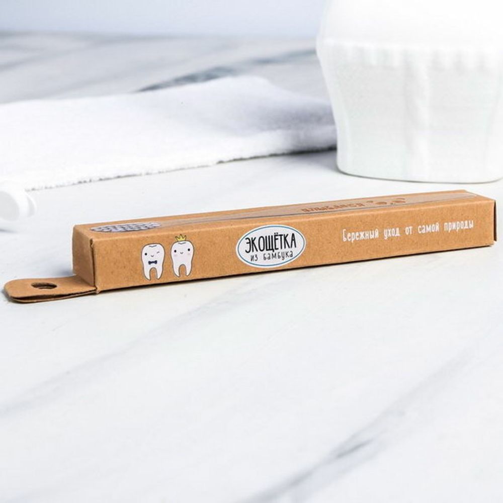 Зубная щётка для детей, бамбук Little Miss, 14 x 2 x 2 см