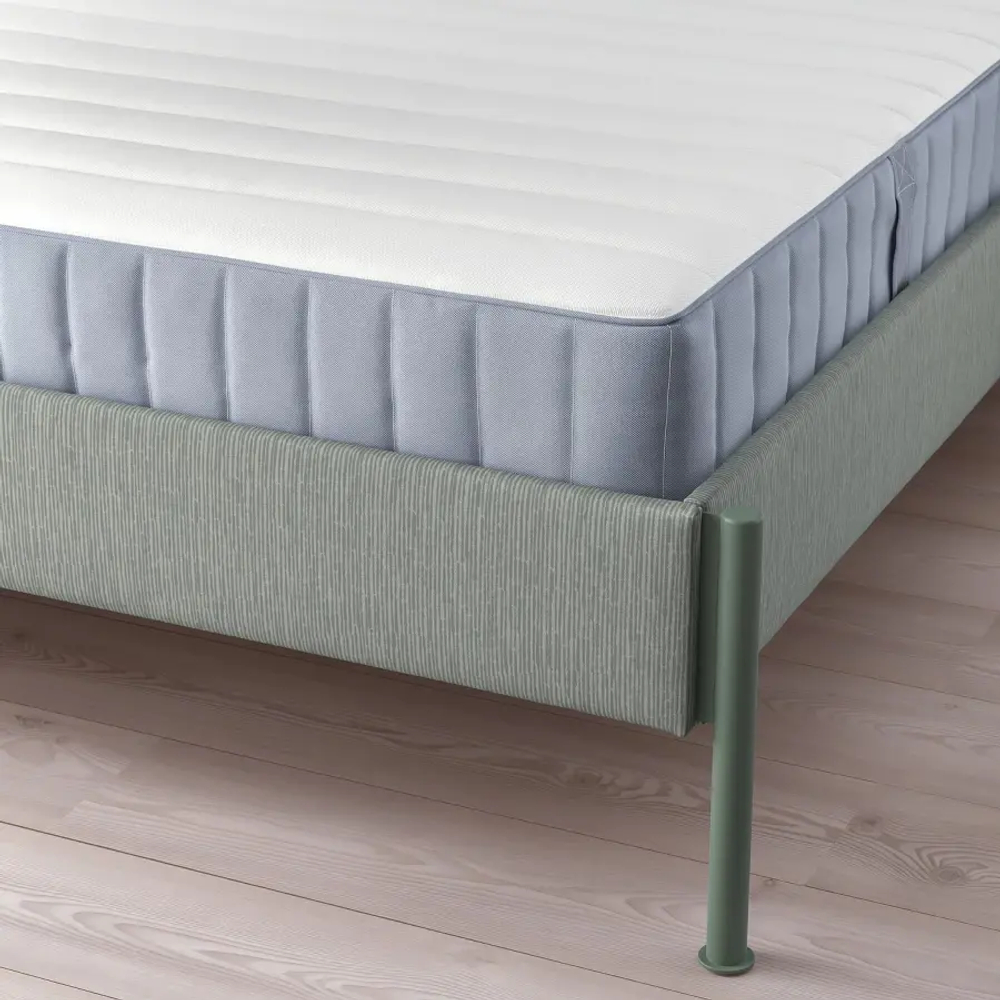 Каркас кровати мягкий с матрасом - IKEA TÄLLÅSEN/TALLASEN, 200х160 см, светло-зеленый, ТЭЛЛАСОН ИКЕА