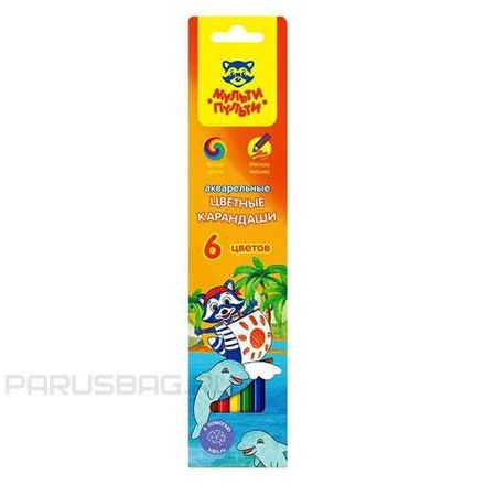 Карандаши акварельные 6 цветов Мульти-Пульти Енот в Карибском море
