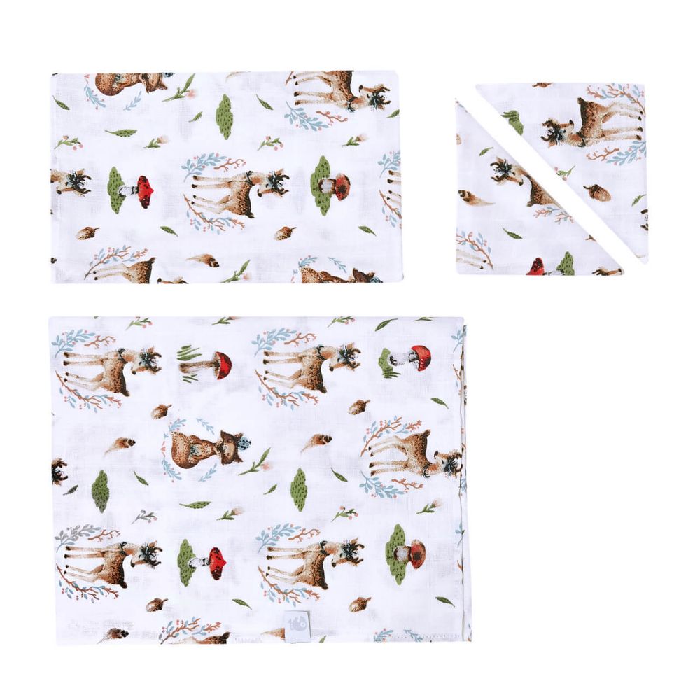 2006-139 Комплект пеленок 2х-слойный муслин 100*100, 50*70 (Лисичка и Оленёнок) 2006-139 Комплект пеленок 2х-слойный муслин 100*100, 50*70 (Лисичка и Оленёнок)