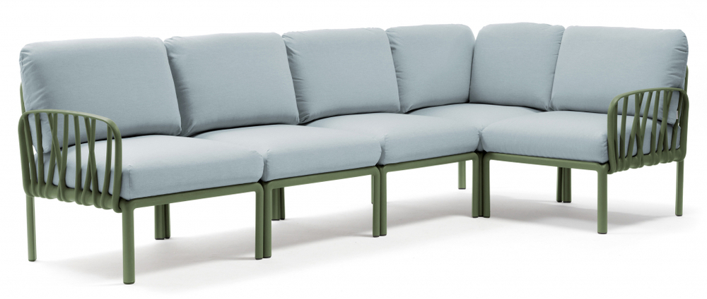 Диван пластиковый с подушками Nardi Komodo 5, агава, лед