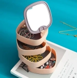 Органайзер для хранения с зеркалом «ПИОНТО», цвет пудровый, 12*11см (упаковка коробка)