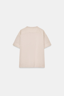 ZARA ФУТБОЛКА ИЗ ПЛОТНОГО ХЛОПКА С КОРОТКИМИ РУКАВАМИ, СВЕТЛЫЙ СЕРО-КОРИЧЕВЫЙ