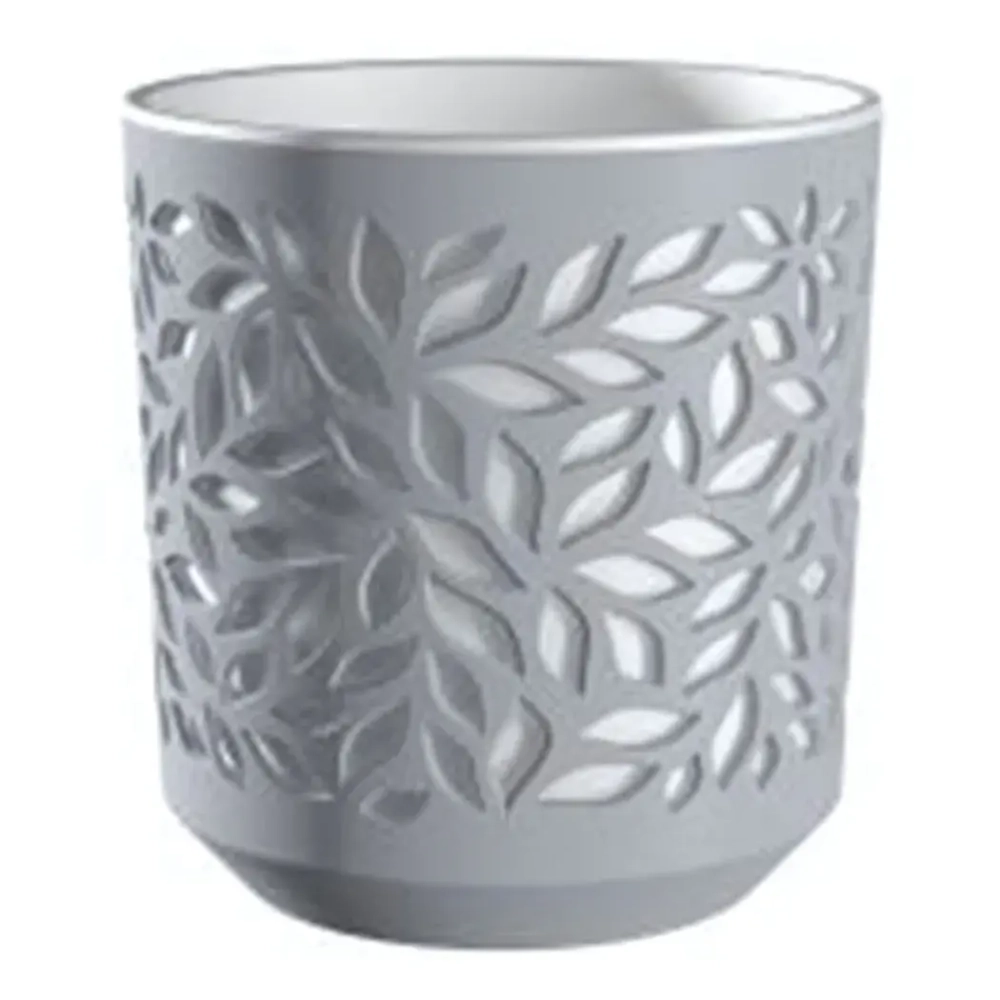Кашпо для цветов пластиковое 2,5л d-16,2 см «Leaves» Серый/Белый