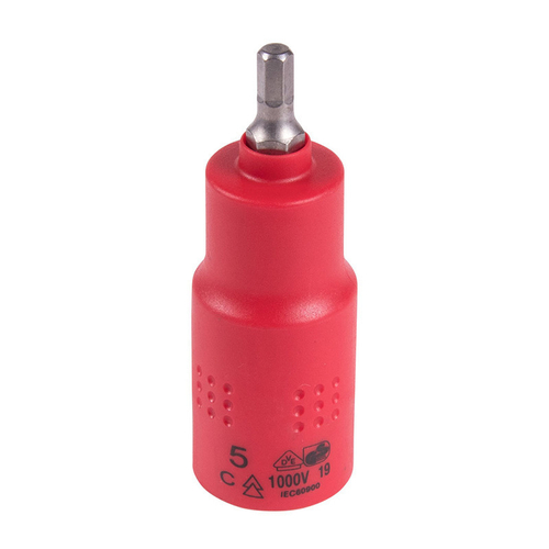 KING TONY (4025VE05) Насадка (бита) торцевая диэлектрическая 1/2", HEX, 5 мм, L = 75 мм