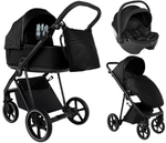 Детская коляска Roan Sol Vintage Leather 2.0 3 в 1 с автокреслом Pituso Baesa Pro Black SL/10/L Black/Black/руч.Черный