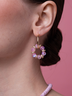 Серьги Лавандовые кольца с фианитами