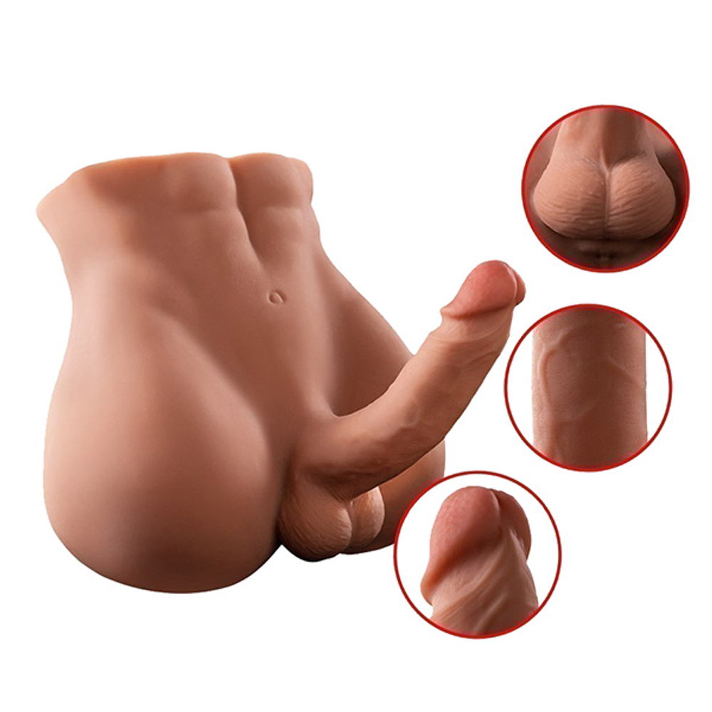 Реалистичный мужской полу-торс 26x24x15см с вибродилдо Xise SHEQU Bartlett Male Thrusting and Vibrating Torso