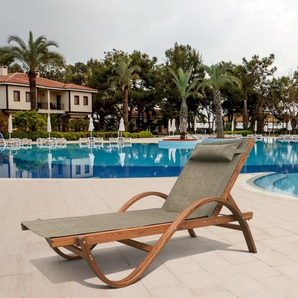 Шезлонг-лежак из сибирской лиственницы Afina AFM-511 Olive