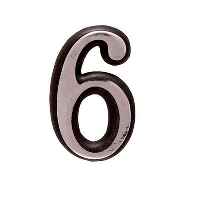 Цифра дверная АЛЛЮР Большая пластик хром "6" /50