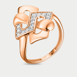 Кольцо для женщин из розового золота 585 пробы с фианитами (арт. 08-158379)