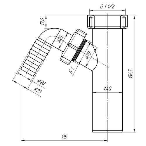 Отвод стиральной машины Ани Пласт 1 1/2"*40 (M140)