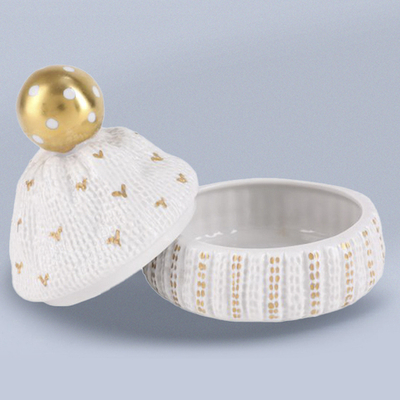 Туалетная коробочка форма Детская шапочка рисунок Золотой помпон арт. 80.35981.00.1