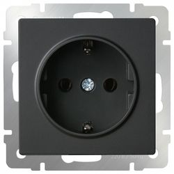 Розетка с заземлением и со шторками, без рамки Werkel черный матовый W1171108